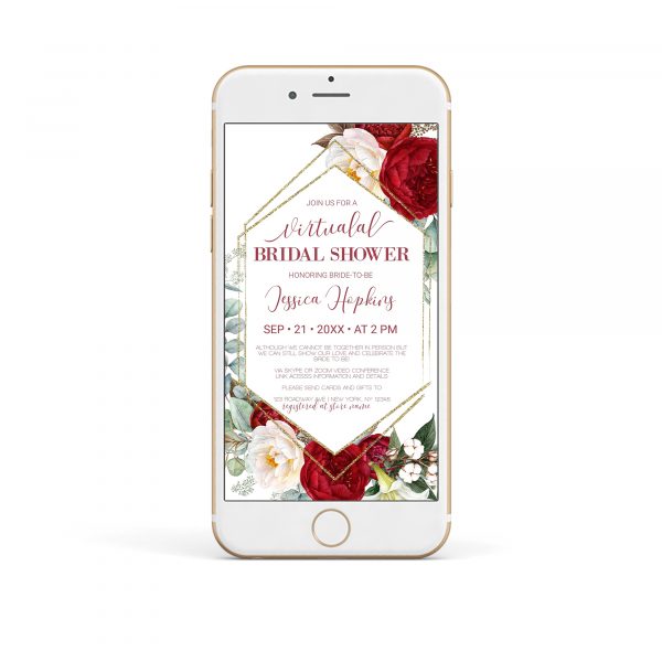 Blossom Floral Virtual Bridal Shower Electronic Invitation Template