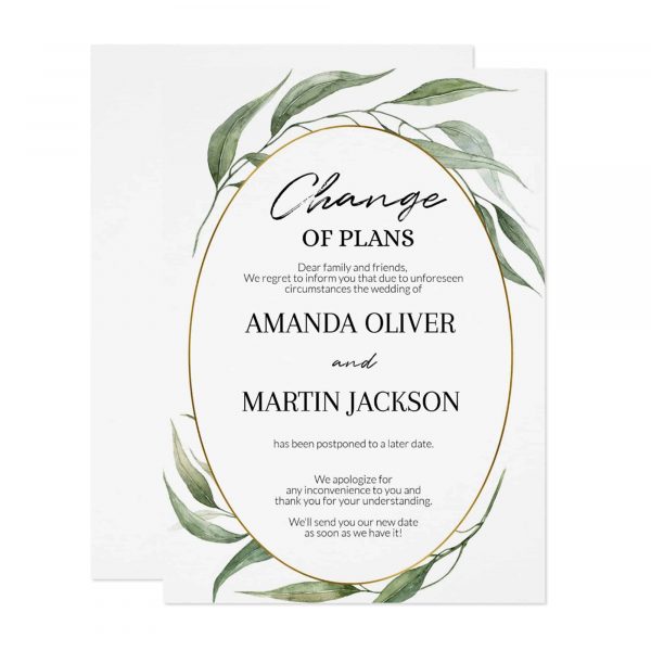 greenery change of plans printable invitation template