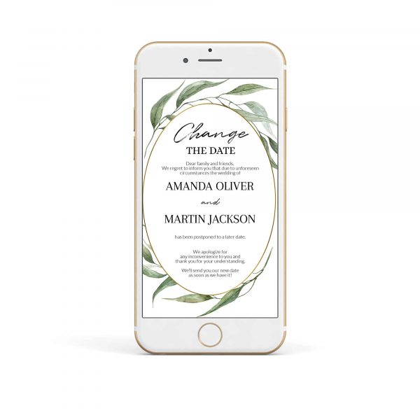 greenery change the date electronic invitation template 1