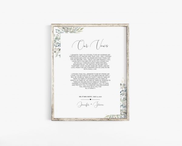 Greenery Wedding Vows Printable Wall Art