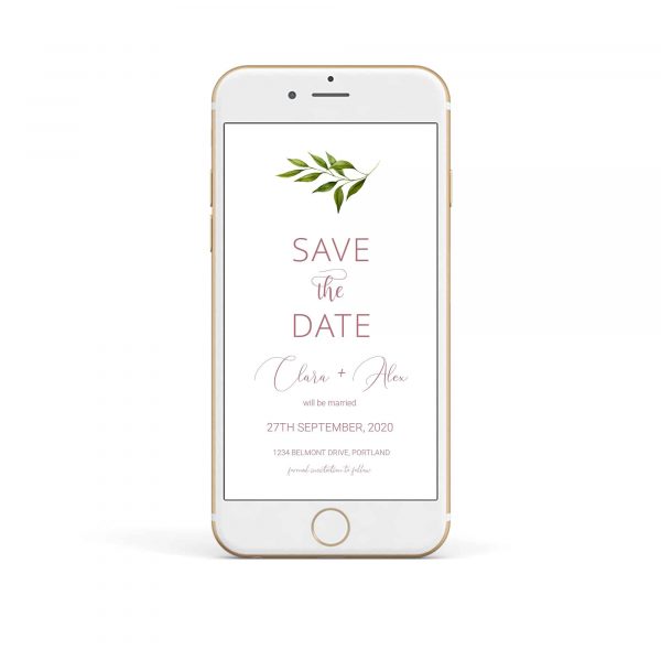 Greenery Leaf Save The Date