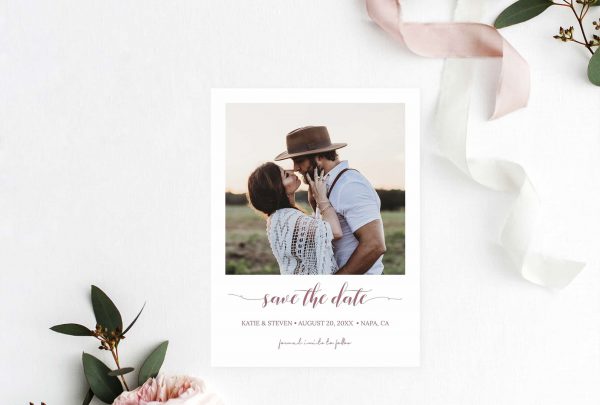 Minimal Calligraphy Photo Save The Date Printable Templates