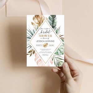 Tropical Palm Banana Leaves Glitter Frame Bridal Showers