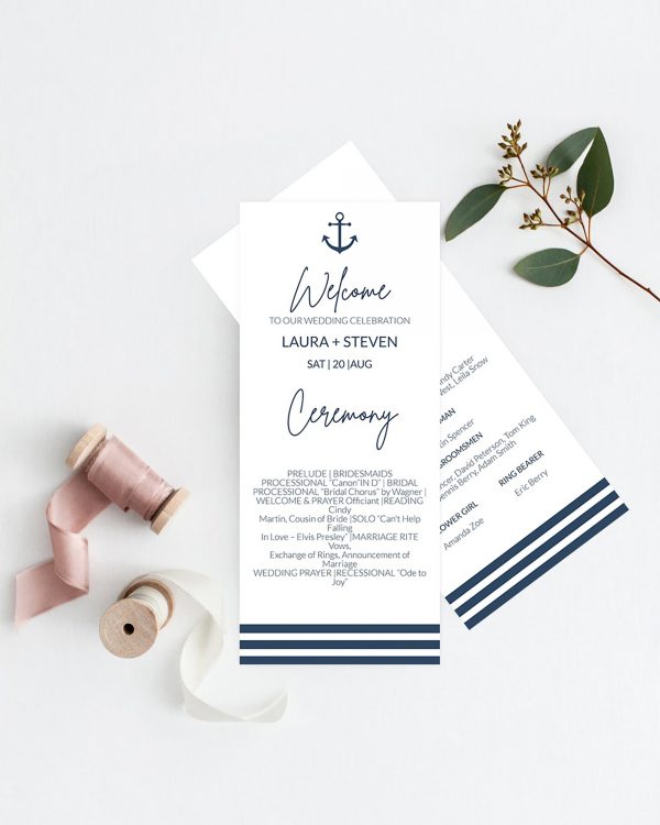 Nautical Anchor Wedding Program Template