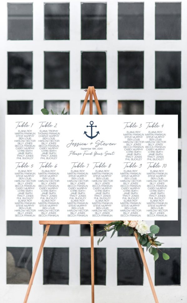 Nautical Anchor Wedding Seating Chart