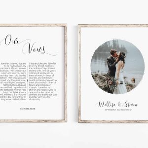 Two Frame Photo Wedding Vows Wall Art