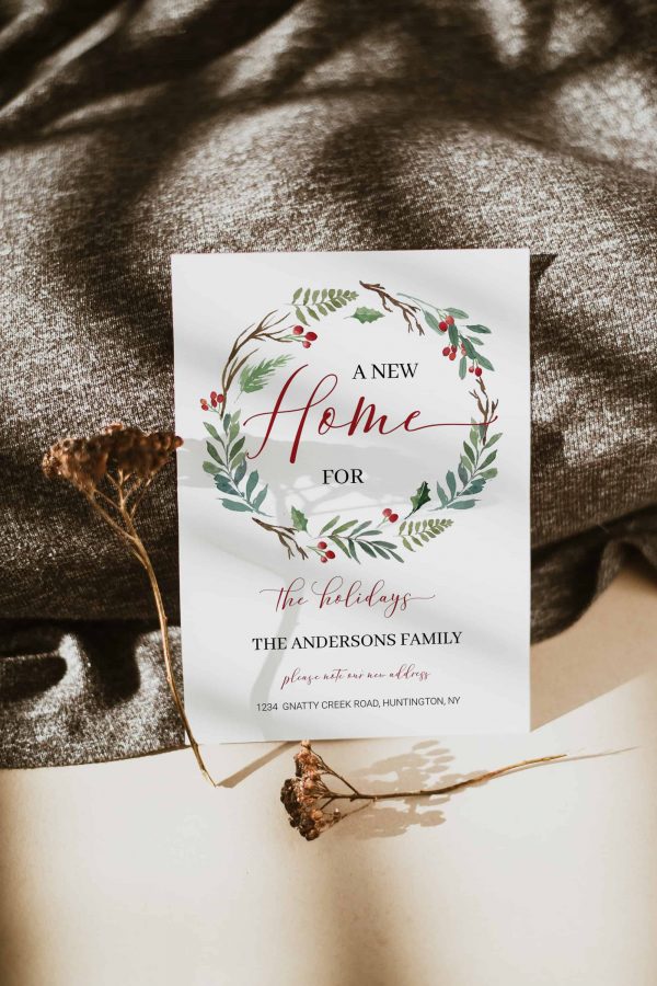 A New Home For the Christmas Moving Announcement Printable Invitation Card scaled