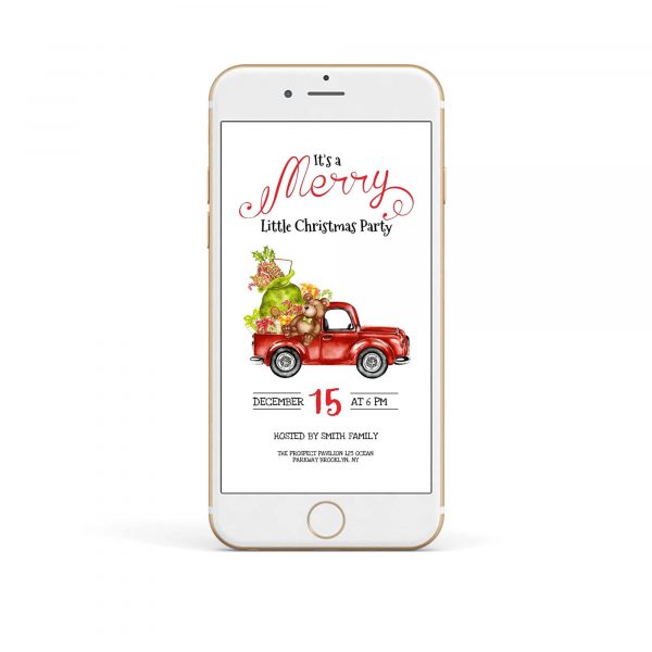 Electronic Holiday Gift Red Truck Christmas Party Invitation