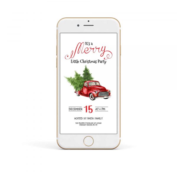 Electronic Pine Tree Red Truck Christmas Party Invitation