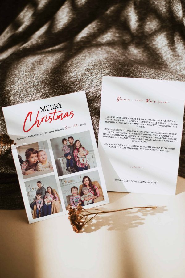 Four Photo Collage Merry Christmas Review in Year Family Holiday Card scaled