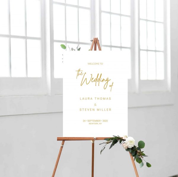 Gold The Wedding Of Welcome Sign Template