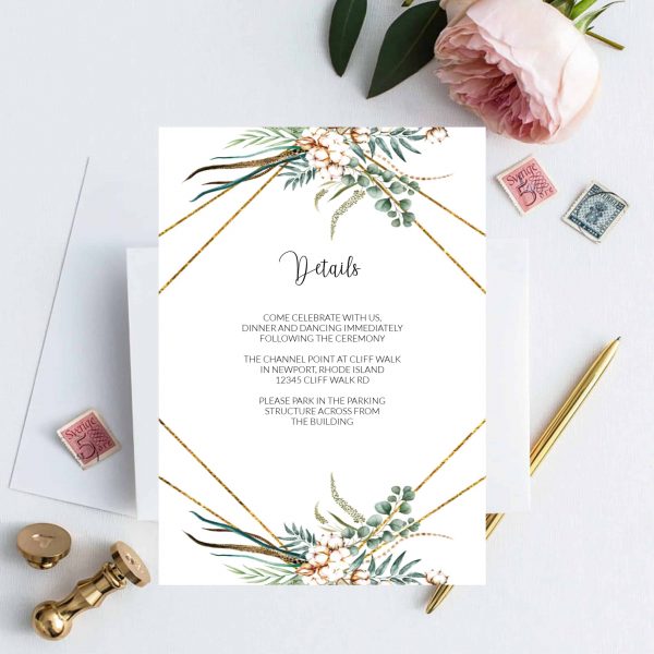 Greenery Eucalyptus Leaves Frame Wedding Details Card Templates