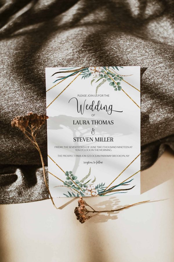 Greenery Eucalyptus Leaves Frame Wedding Invitation Templates scaled