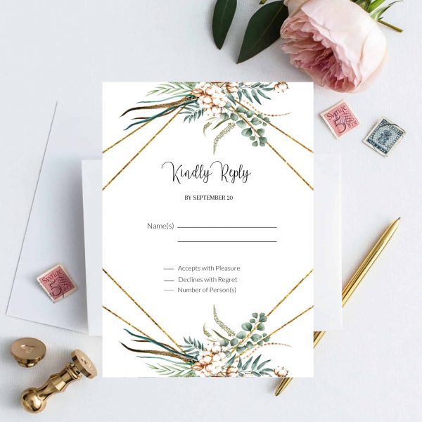 Greenery Eucalyptus Leaves Frame Wedding Response Card Templates