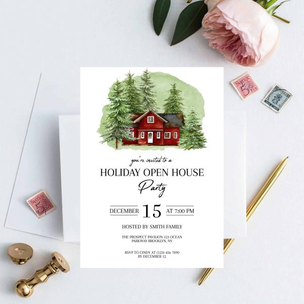 Holiday Open House Party Invitation Template