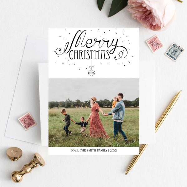 Merry Christmas Ornament Photo Christmas Greeting Card