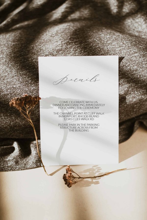 Minimal Calligraphy Wedding Details Card Invitation scaled