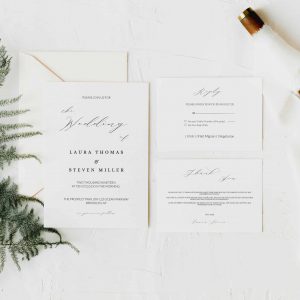 Minimal Calligraphy Wedding Suites Invitation Sets