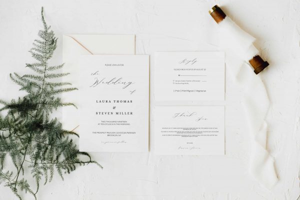 Minimal Calligraphy Wedding Suites Invitation Sets