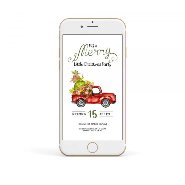 Mobile Holiday Gift Red Truck Christmas Party Evite Invitation