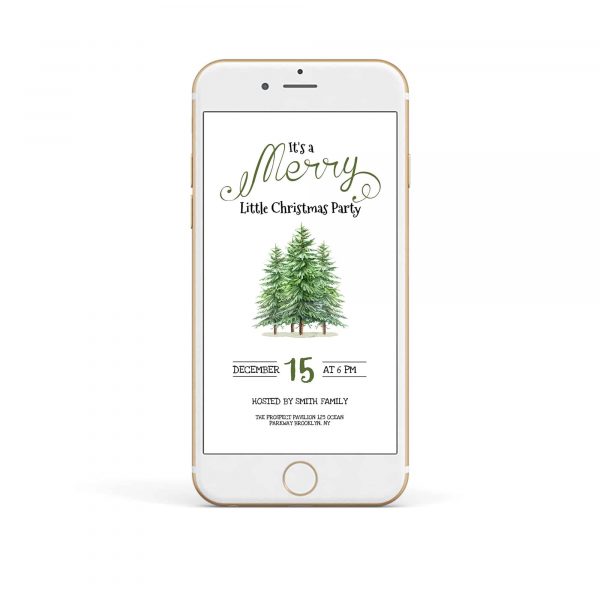 Mobile Pine Tree Little Christmas Party Invitation