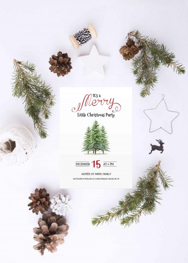 Pine Tree Little Christmas Party Invitation scaled