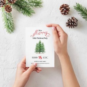 Pine Tree Little Christmas Party Invitation