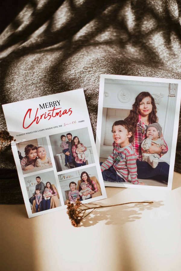 Printable Five Photo Collage Merry Christmas Family Holiday Card scaled