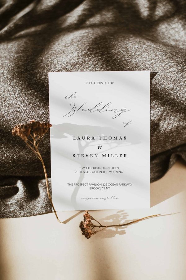 Printable Minimal Calligraphy Wedding Invitation Templates scaled