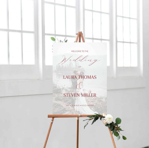 calligraphy script photo wedding welcome sign