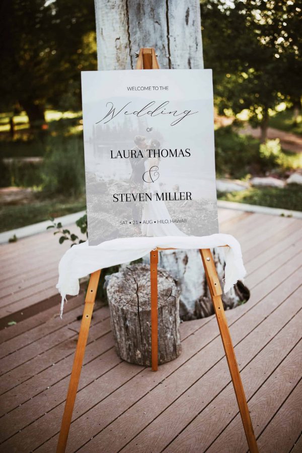 calligraphy script photo wedding welcome sign template scaled