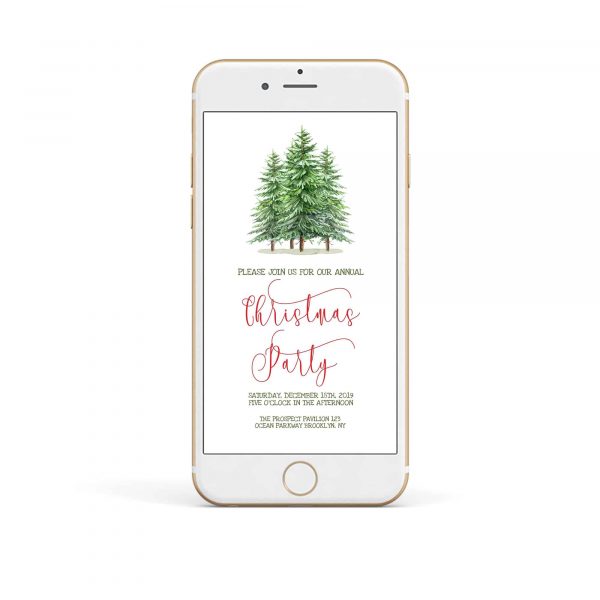 electronic pine tree christmas party invitation