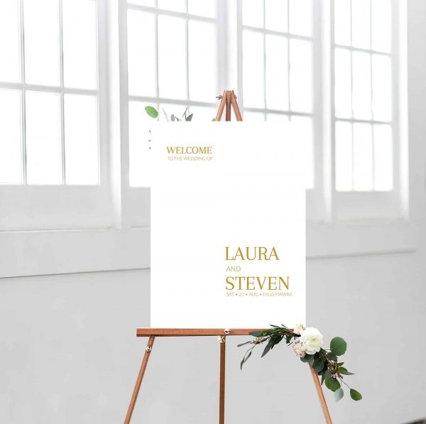 simple minimal gold wedding welcome sign template