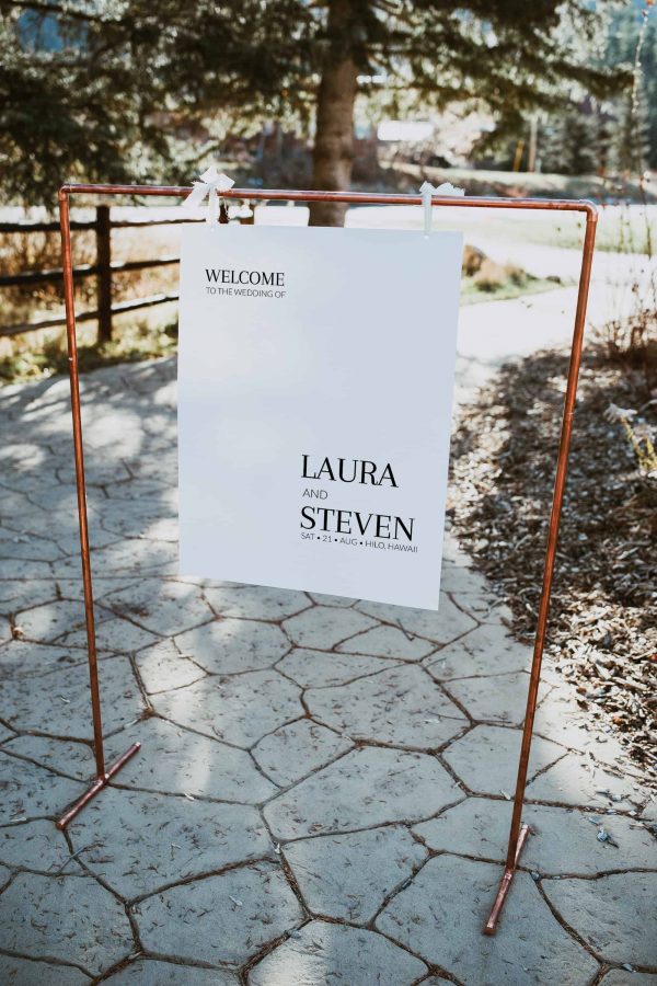 simple minimal wedding welcome sign scaled