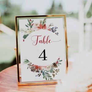 Christmas holly berries holiday table numbers template