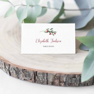 Christmas Holy Berries Place Card Template