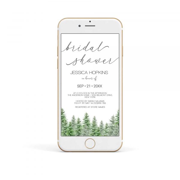 Electronic Pine Tree Wedding Bridal Shower Invitation Template