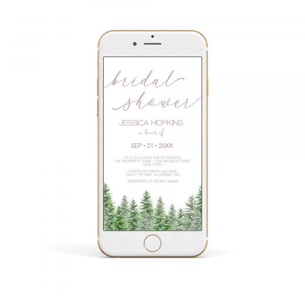 Pine Tree Wedding Bridal Shower Evite Template