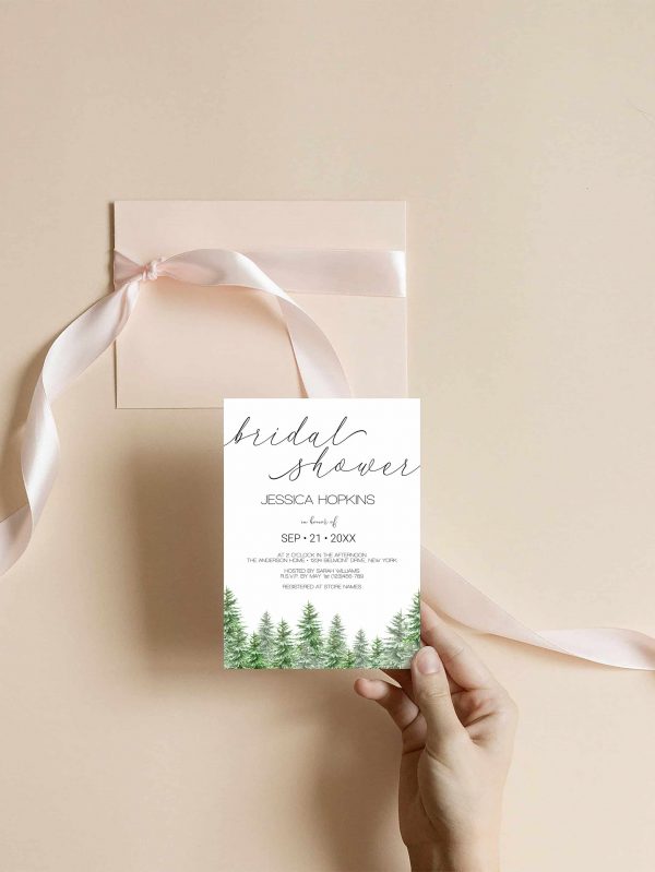 Pine Tree Wedding Bridal Shower Invitation scaled