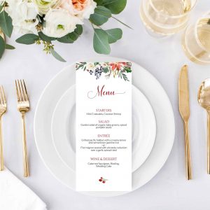 christmas holly berries holiday menu card template