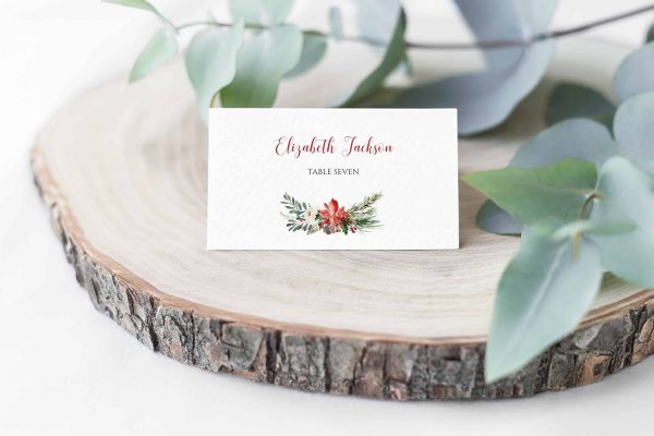 Printable Christmas Holy Berries Place Card Templates scaled