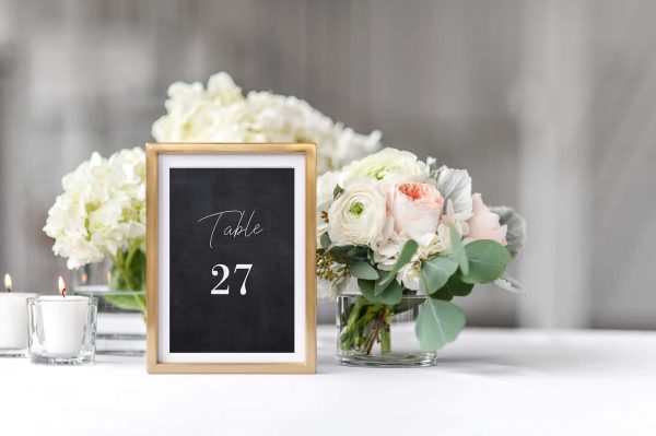 chalkboard wedding table numbers card template