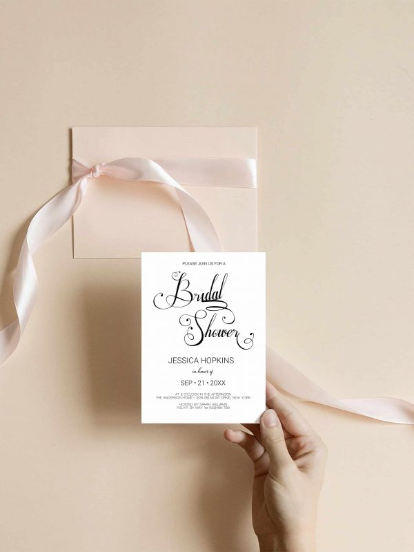 Calligraphy Wedding Bridal Shower Invitation Template Do It Yourself