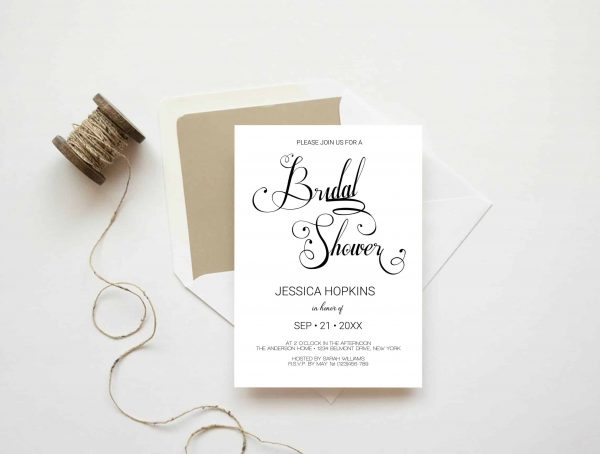 printable calligraphy script bridal shower invitation templates scaled