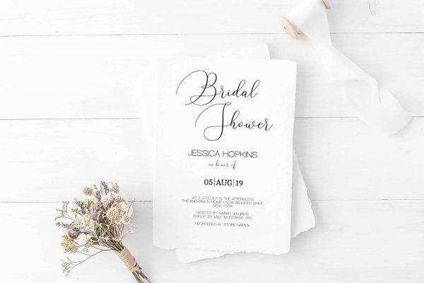 simple calligraphy script wedding bridal shower invitation template scaled