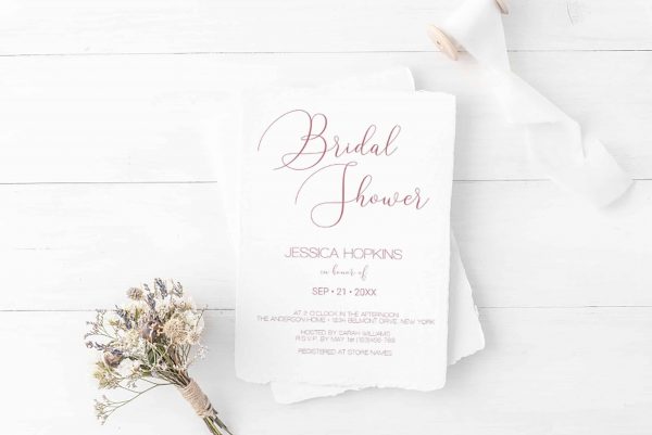 simple calligraphy script wedding bridal shower invitation template printable scaled