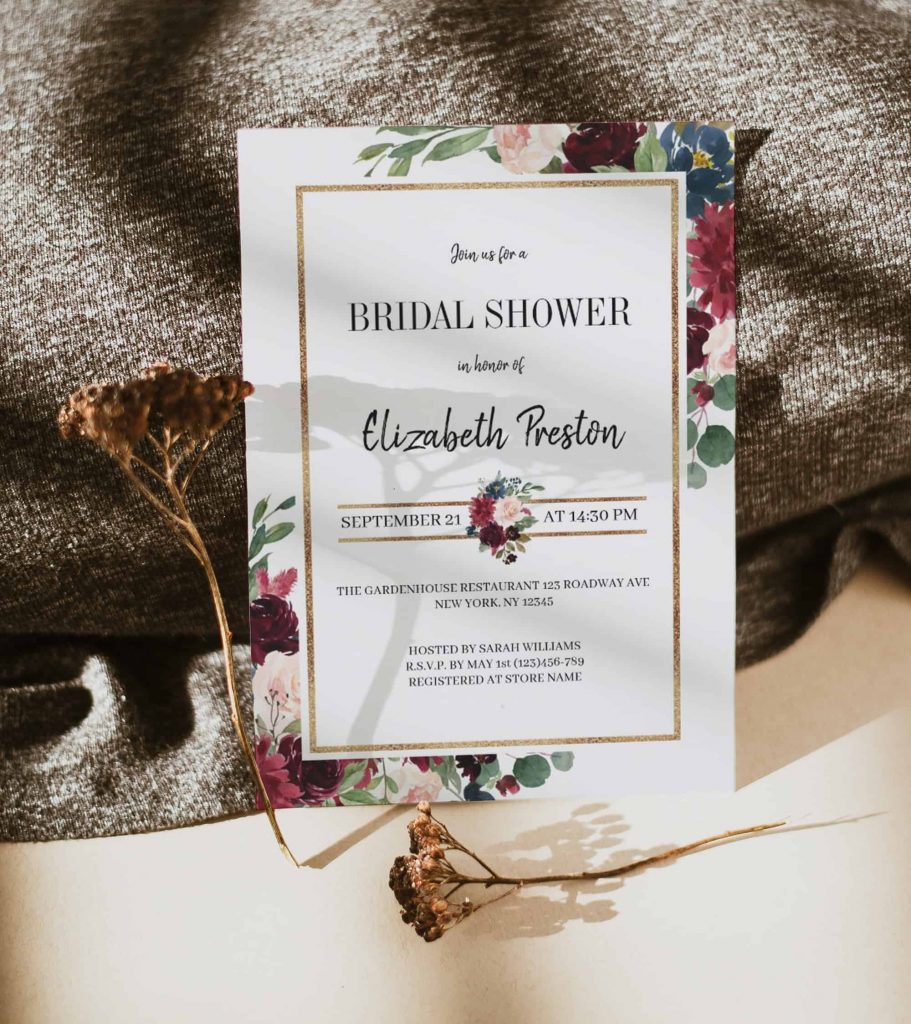 Burgundy-Navy-Floral-Bridal-Shower-Invitation