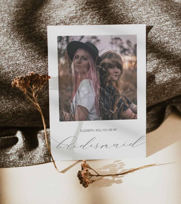 Cute Minimalist Will You Be My Bridesmaid Photo Card