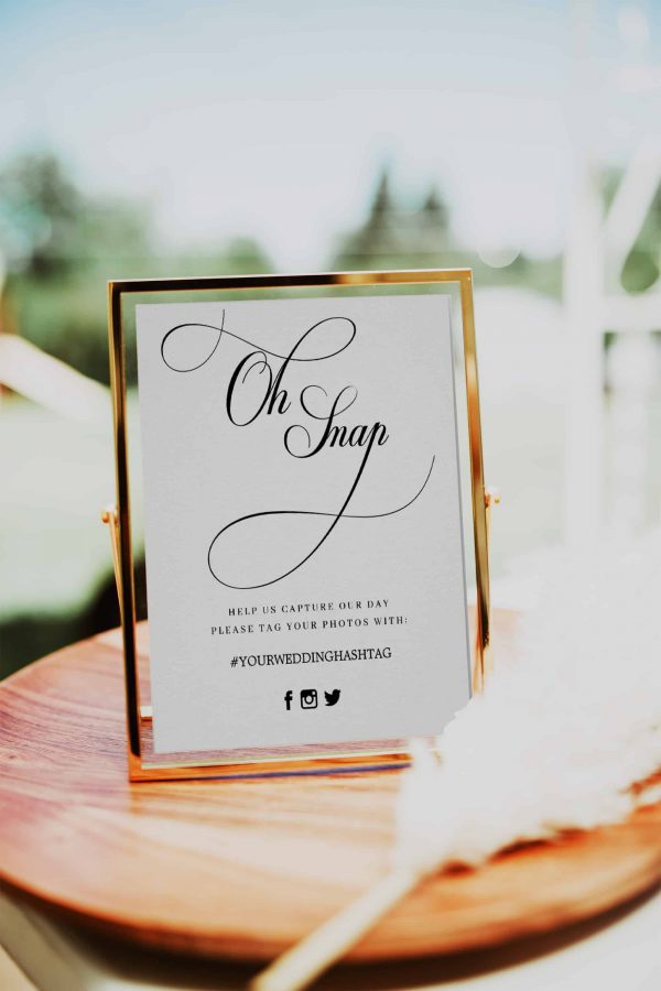 Elegant Calligraphy Script Oh Snap Wedding Sign scaled