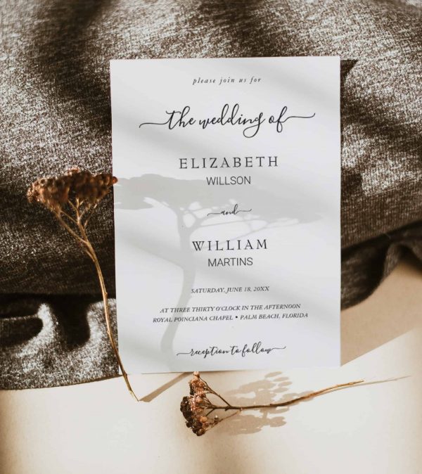 Minimal Calligraphy Script Wedding Invitation